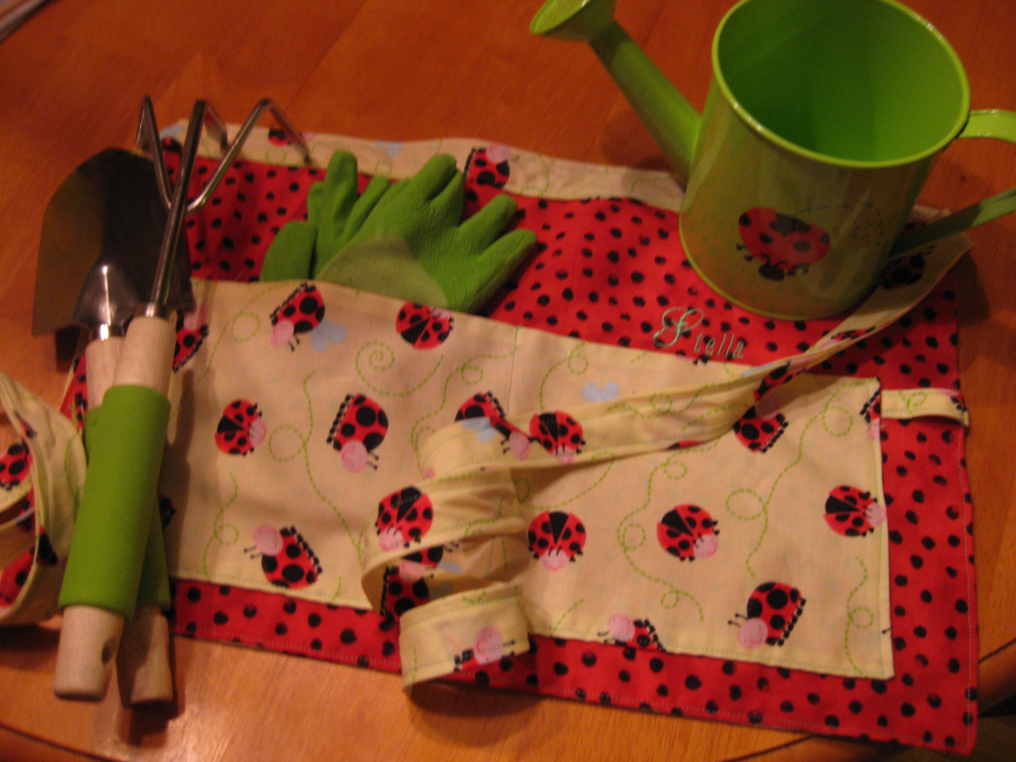 Handmade Childs Gardening Apron that was embroidered with the birthday ...